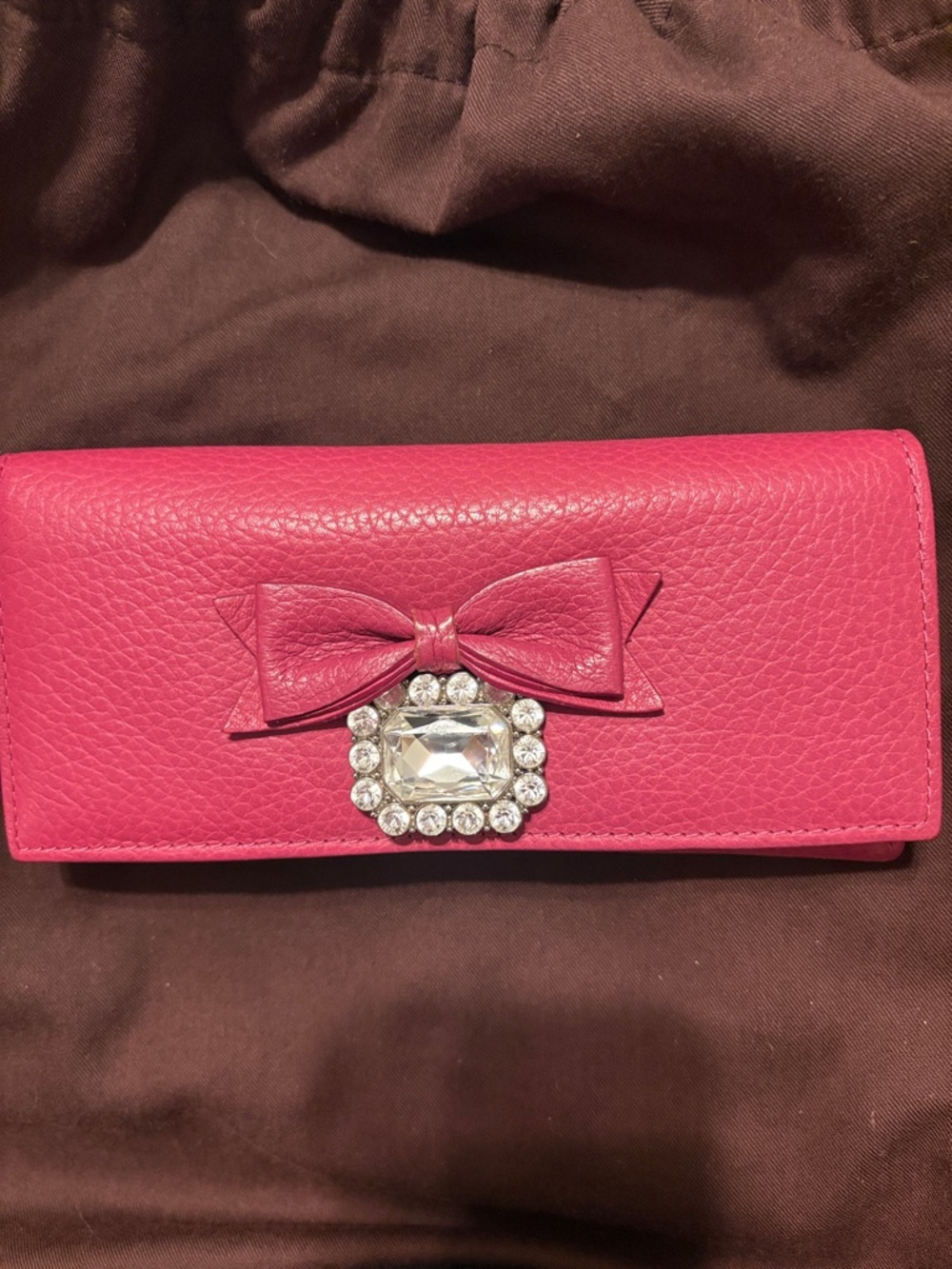 My Flat in London Hot Pink Bow Wallet with Crystal Accent
